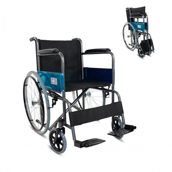 Foldable wheelchair | Wheelchairs for Seniors | Ergonomic seat and back | Width 43 cm | Blue | Model: Giralda | Mobiclinic