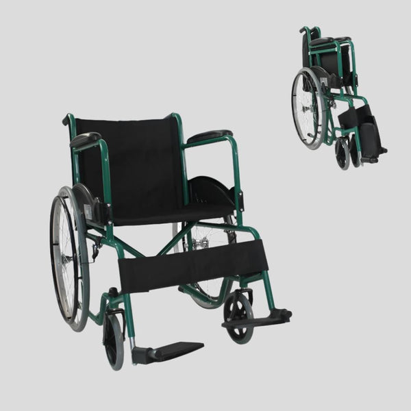 Wheelchair | Foldable | Large wheel | Resistant | Fixed armrests and footrests | Green | Alcazaba | Mobiclinic