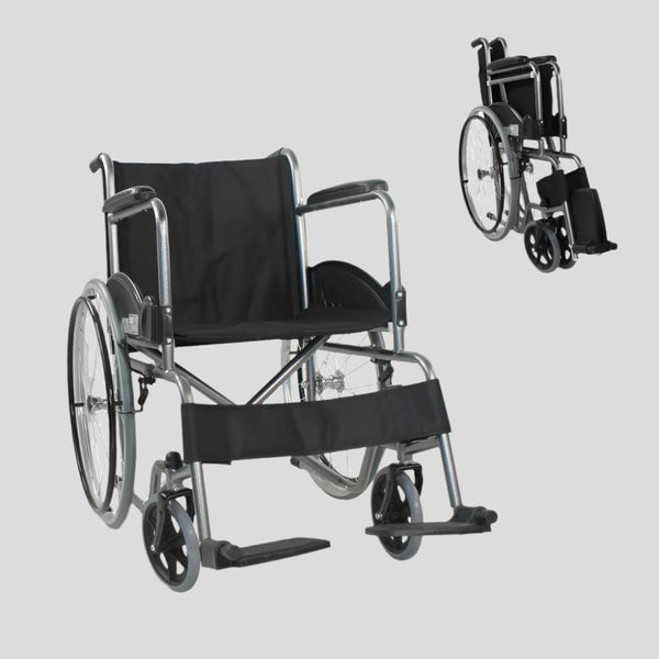 Wheelchair | Foldable | Large Wheels | Resistant | Fixed Arm and Footrests | Chrome Steel | Model: Alcazaba | Mobiclinic