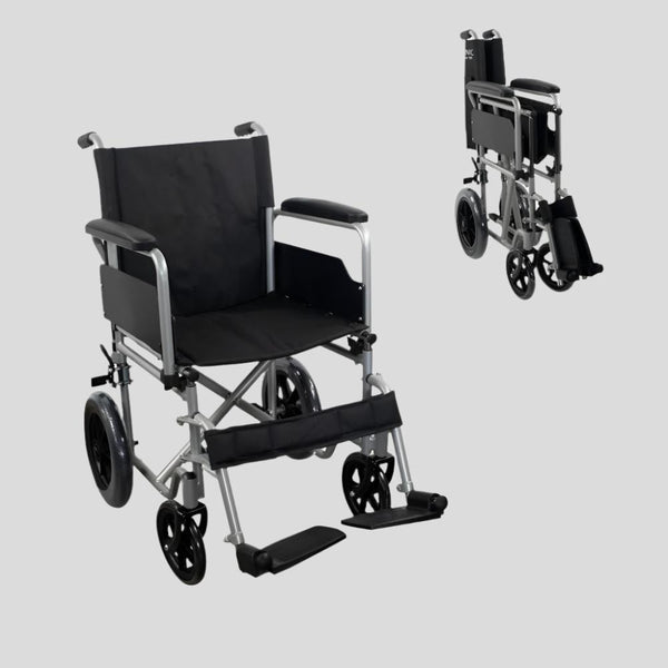 Folding wheelchair | Small removable rear wheels | Width 46 cm | Gray | Marsella | Mobiclinic