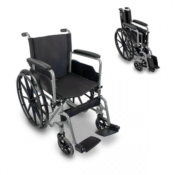 Folding wheelchair | Large removable rear wheels | Width 46 cm | Gray | Marsella | Mobiclinic