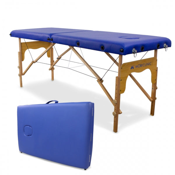 Folding table | Wood | Portable | 180x60 cm | Massage | Blue | CM-01 BASIC | Mobiclinic