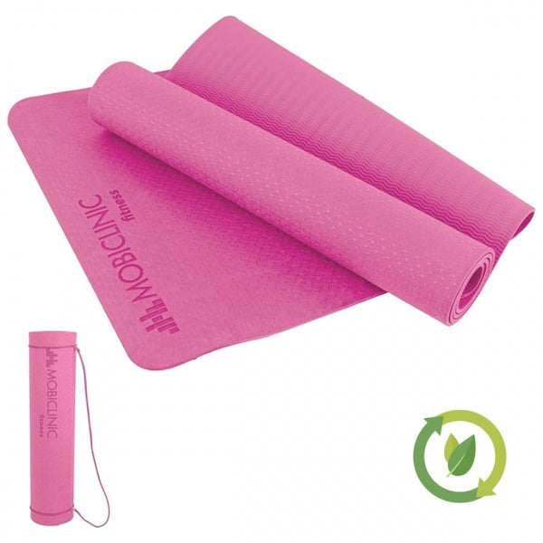 Yoga mat | Non-slip | 181x61x0.6cm | Flexible | TPE | Washable | Eco-friendly | Pink |EY-01| Mobiclinic