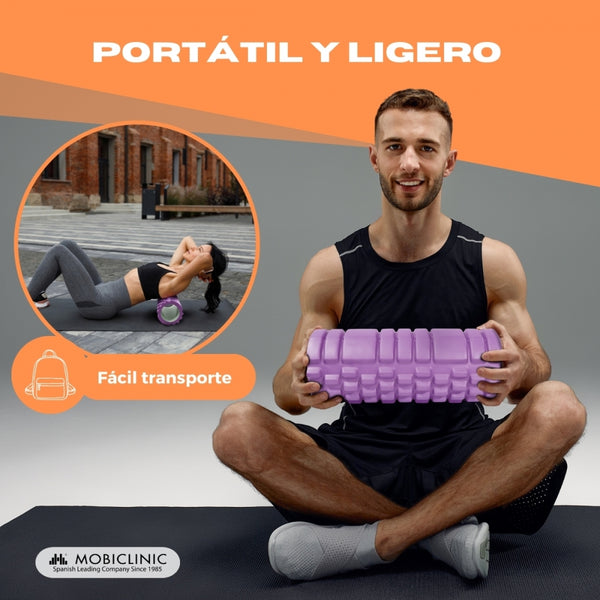 Massage roller | Foam rubber | 14 x 33 cm | Versatile | Lightweight | Prevents injuries | Orange | FitRoller | Mobiclinic