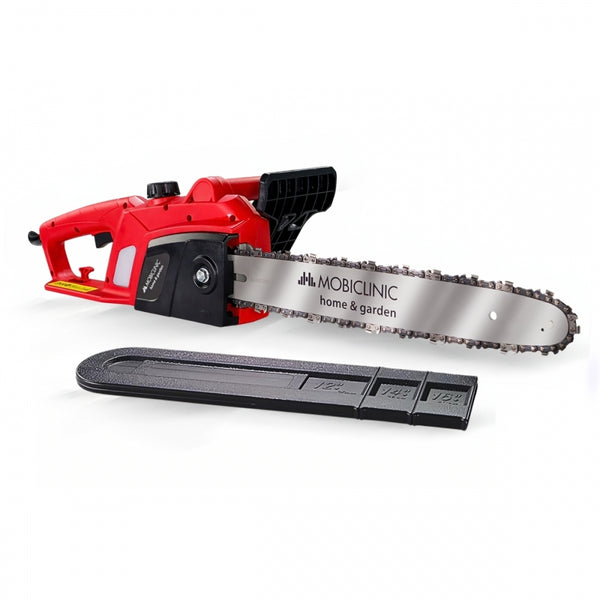 Plug-in electric chainsaw | 1800W motor | With handle | 7500RPM | Red | Precision cutting chain | Timberpro | Mobiclinic