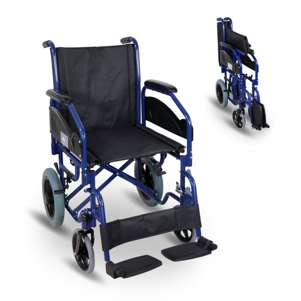Mobiclinic, Maestranza, Transit Wheelchair, Foldable and Removable Armrests and Footrests, Black