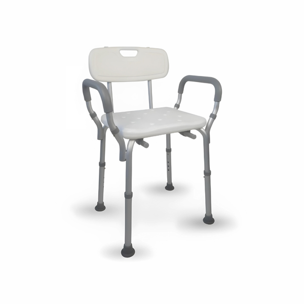 Bath Stool | Height-Adjustable | Backrest | Anti-Slip Tips | Aluminium| Model: Puerto | Mobiclinic