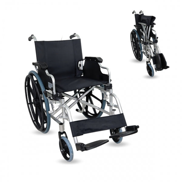 Mobiclinic Aluminium Wheelchair | Foldable | Foldable Armrests and Removable Footrests | Model: Ópera