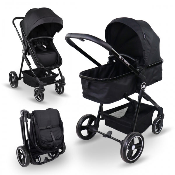 2in1 stroller |Ultra compact folding |Single lever |5-point harness |Removable bar |Max. 22kg |Black |Nuit |Mobiclinic