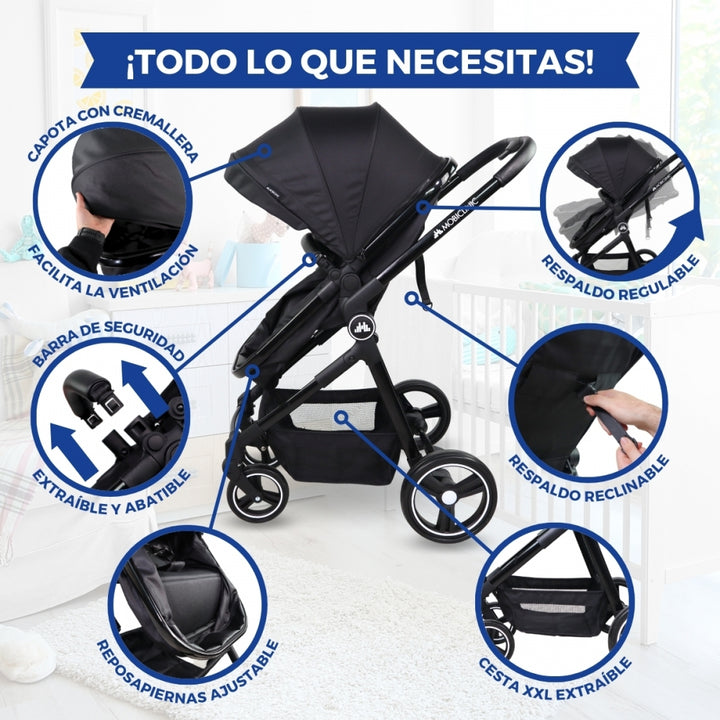 carrito bebé 2 en 1 plegado compacto