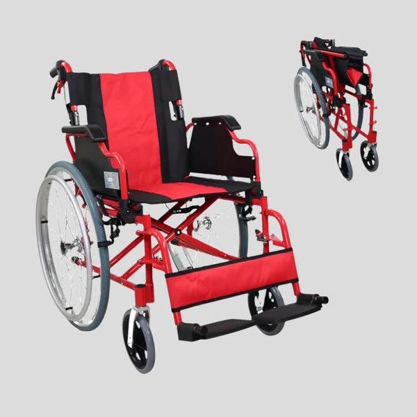 Folding transit wheelchair | Brakes in handles and wheels | Aluminium | Model Torre | Mobiclinic