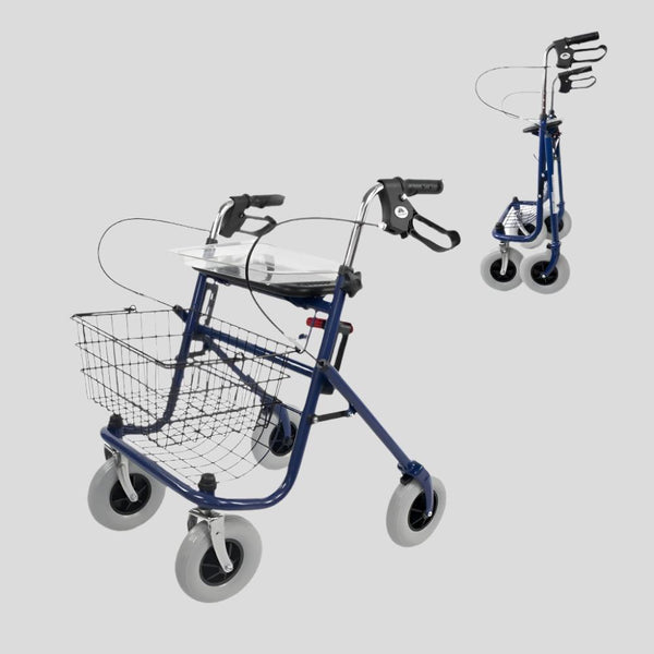 Four Wheeled rollator | Aluminium | Height adjustable | Basket and tray | Maximum weight: 100 kg | Victoria | Mobiclinic