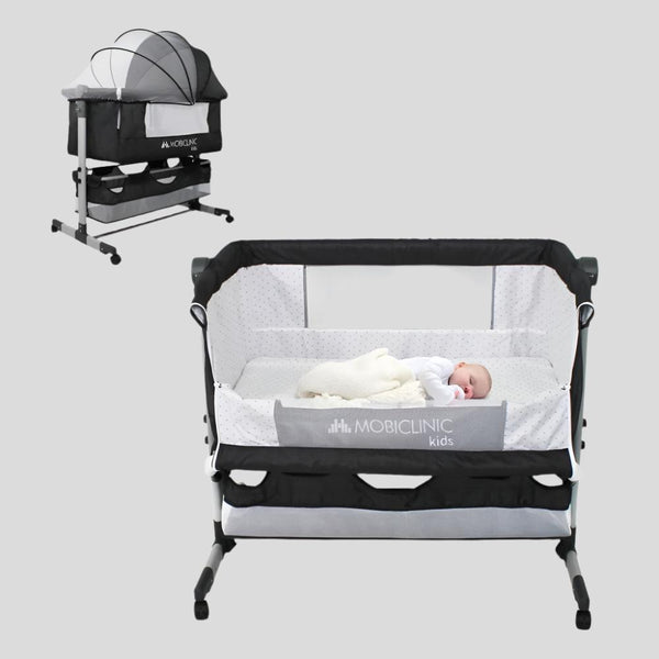 3 in 1 crib | Co-sleeping |Rocker |3 adjustable heights|Mosquito net and basket |With mattress |360º wheels | Night | Mobiclinic