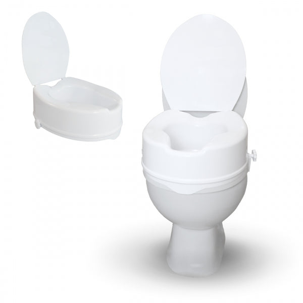 Toilet seat elevator | With lid | 14 cm | Adjustable | White | Titan | Mobiclinic