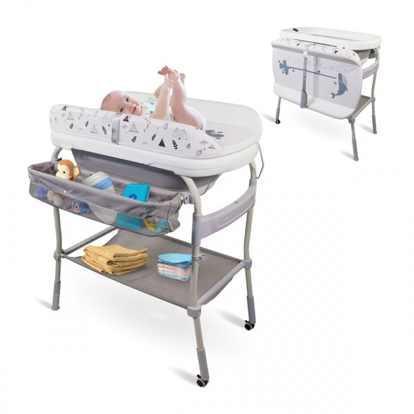 Baby changing bath|3 in 1|Foldable|Adjustable height|Wheels with brake|Temperature control|Trendy|Mobiclinic