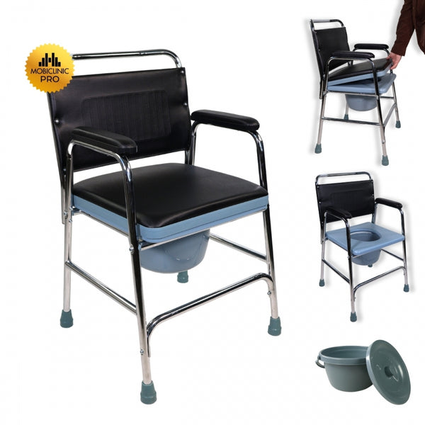 Bathroom Chair | With Lid | Armrests | Anti-Slip Rubber Tips | Velero | Mobiclinic