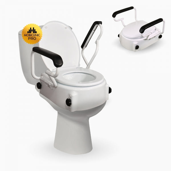 Toilet Seat Riser | Lid and Armrests | Height: 17 cm | White | Model: Tajo | Mobiclinic