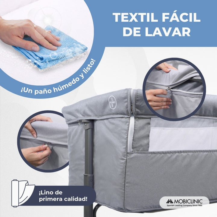 Mobiclinic®, 3-in-1, Night, Co-sleeping wipstoeltje, Verstelbare hoogte, Matras, Klamboe, 360° Wielen, Riemen, Opbergmand, Tot 20 kg, Zwart Mobiclinic®, 3-in-1, Night, Co-sleeping wipstoeltje, Verstelbare hoogte, Matras, Klamboe, 360° Wielen, Riemen, Opbergmand, Tot 20 kg, Zwart