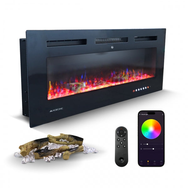 Electric fireplace | Power 1800W | 3D flame | Overheating protection | Timer | Wifi control | Fury | Mobiclinic