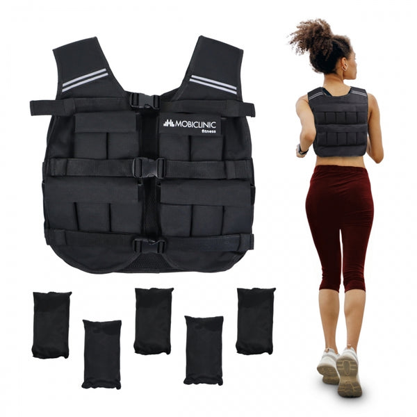 Weighted vest | 10 kg | Adjustable weight | Breathable | Padded | Adaptable | Iron10 | Black | Mobiclinic