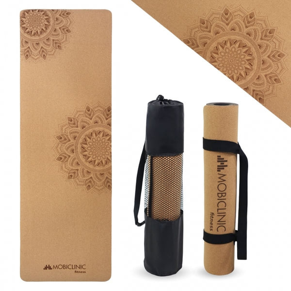 Natural Cork Mat | Recyclable TPE | Eco-Friendly | Non-Slip | Carrying Bag | EY-02 | Mobiclinic