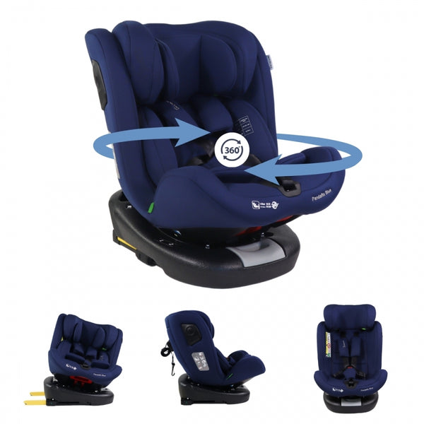 Silla coche infantil | Giro 360º | Reclinable | 40-150 cm | 0-12 años | Top Tether | Ajustable | Azul | Pandafix | Mobiclinic