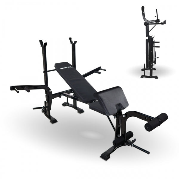 Multifunctional weight bench | Bodybuilding| Foldable | Adjustable | Barbell rack | 148x180x110.5cm | 250kg | Pressfit | Mobiclinic