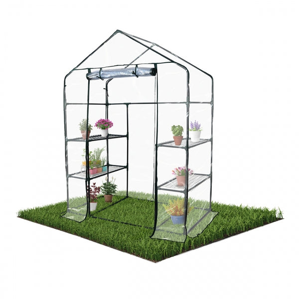 Greenhouse with shelves | Roll-up door | Secure fixing | Waterproof | PVC | 143x73x195 cm | Home Grow | Mobiclinic