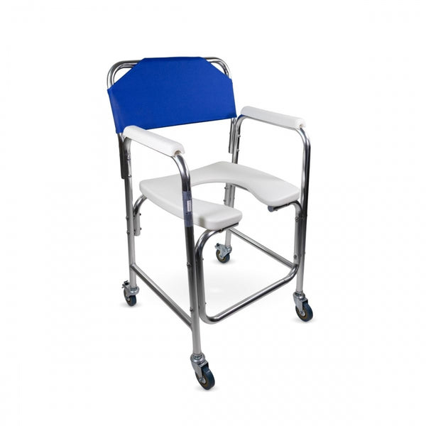 Wc chair | Aluminium, with wheels and padded armrest | Manzanares | Mobiclinic