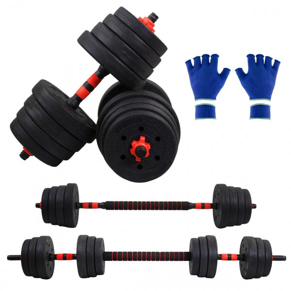 Pair of 30 kg dumbbells | Adjustable | 2 in 1 | Connecting bar | Portable | Detachable | Mobimax | Mobiclinic