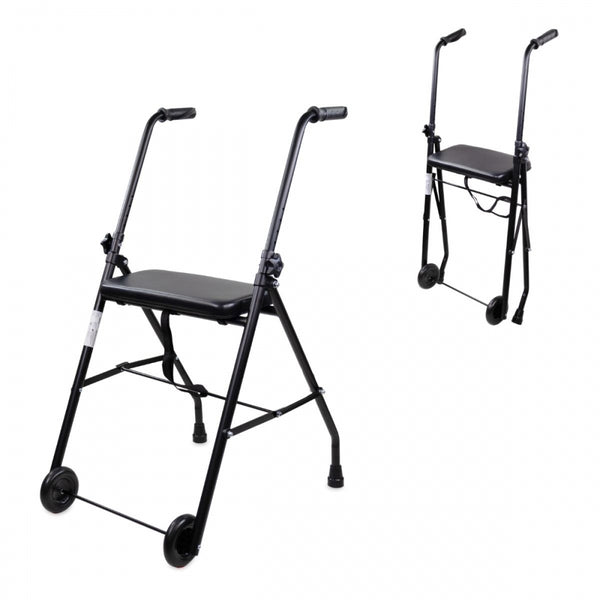 Walker for the elderly | Folding | Seat | 2 wheels | Matte Black | Emérita | Mobiclinic