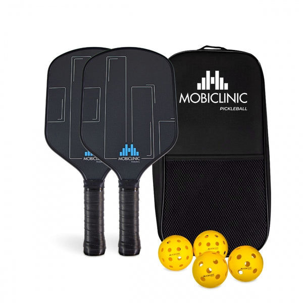 Pickleball Set | 2 Fiberglass Rackets | 4 Balls | Carrying Bag | Non-Slip Grip | Mobiall | Mobiclinic