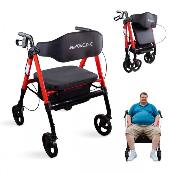 Bariatric walker | Foldable | Up to 204 kg | Reinforced aluminum | Brakes | 360º wheels | Basket | Madeira | Mobiclinic