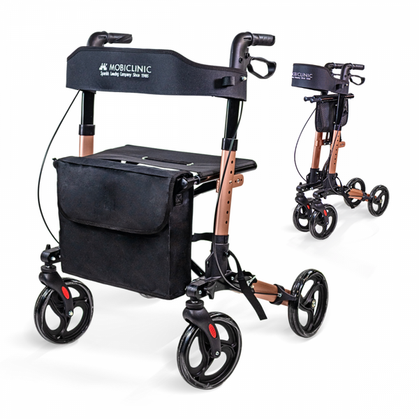 4-wheel walker | Foldable | Aluminum | Brakes on levers | Seat and backrest | Trajano | Deluxe | Mobiclinic