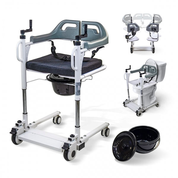 Transfer chair with toilet | Height adjustable | Double safety system | Removable bucket and cushion | Willy | Mobiclinic