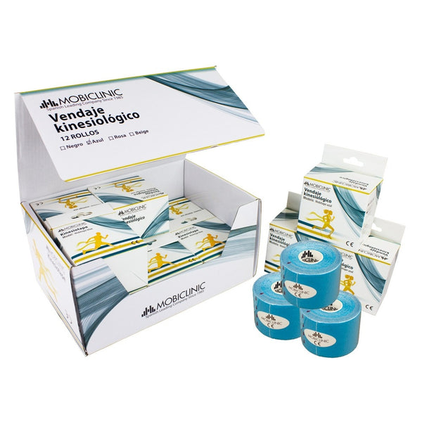 Display/Box of Kinesio Tape Kinesiology Bandages (12 units) | Mobiclinic | Blue