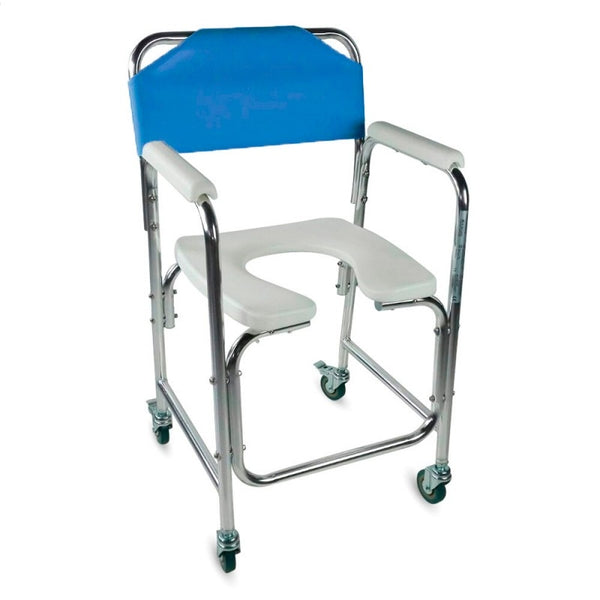 Wc chair | Aluminium, with wheels and padded armrest | Manzanares | Mobiclinic