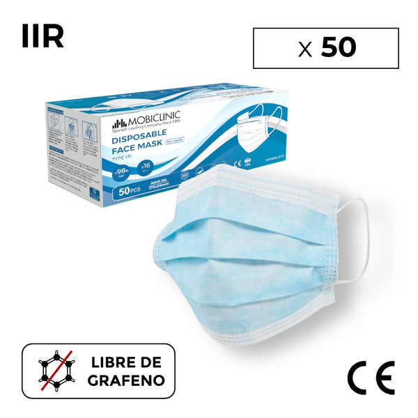 50 IIR Surgical Masks | Disposable | Box of 50 units | 3 layers | Mobiclinic