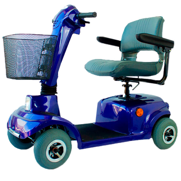 Reduced mobility electric scooter | Auton. 45 km | 4 wheels | Swivel and folding seat | 36Ah | Blue | Piscis |Mobiclinic