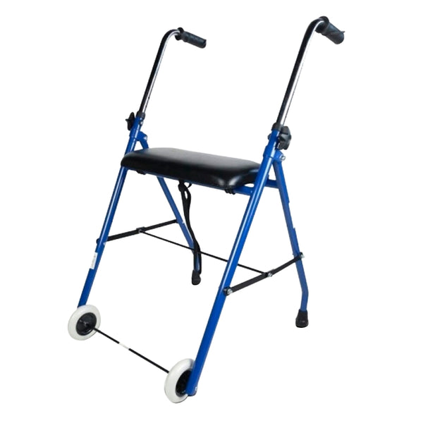 Mobiclinic, Emérita, Walker for Seniors, Foldable, Seat, 2 Wheels, Blue