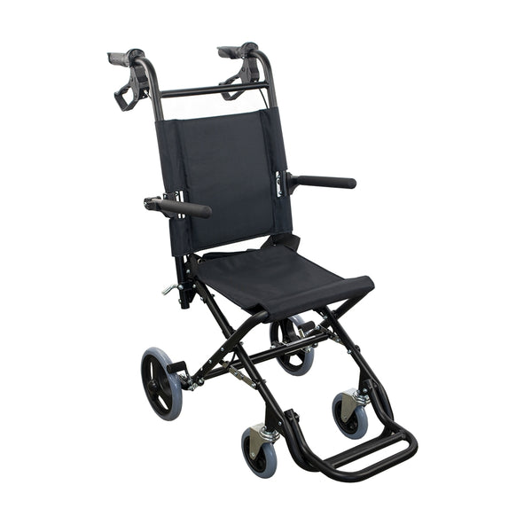 Wheelchair for transit | Seat 34 cm | Foldable | Black aluminum | Brakes on levers | Black | Saturno | Mobiclinic