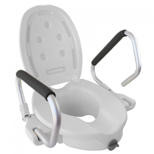 Toilet Seat Riser | Lid and Armrests | White | Model: Guadiana | Mobiclinic