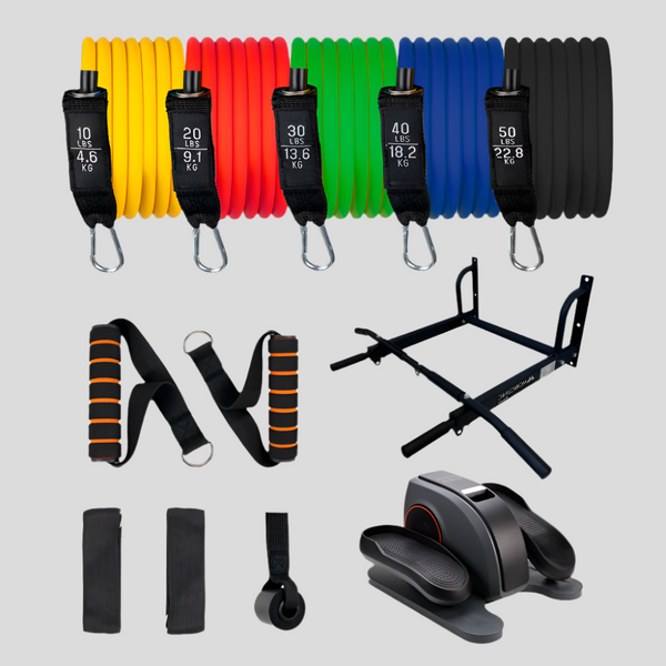 Home Gym Fitness Pack| Elastic tubes | Bottom bracket | Pull-up bar | Mobiclinic