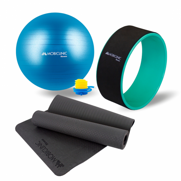 Yoga Pilates pack | Pilates ball | Yoga mat | Yoga wheel | Mobiclinic