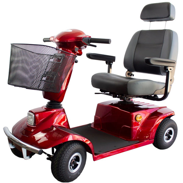 Electric Scooter 4 wheels for the elderly | Premium | Safety and Efficiency | Auton. 45 Km | 12V | Burgundy | Libra | Mobiclinic